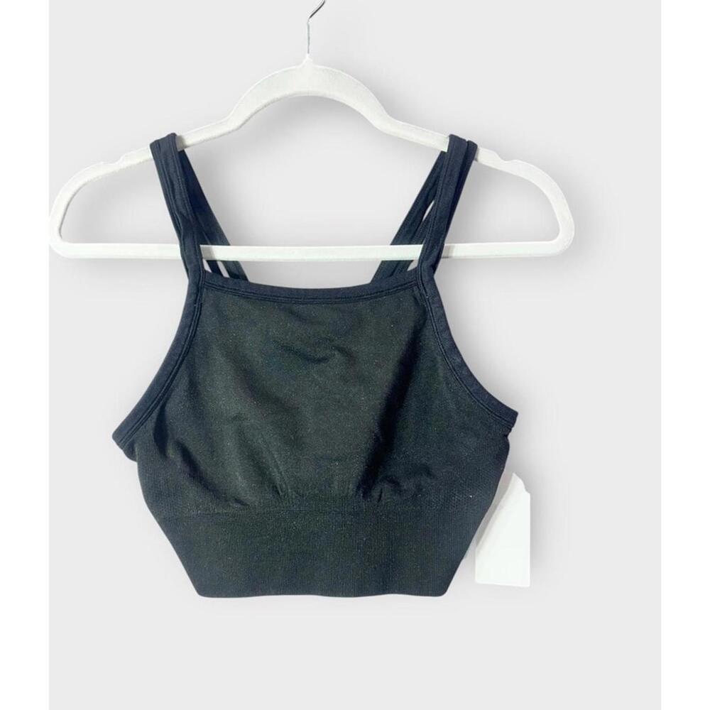 NWT Zella Live In Rib Longline Bra in Black Size Large‎